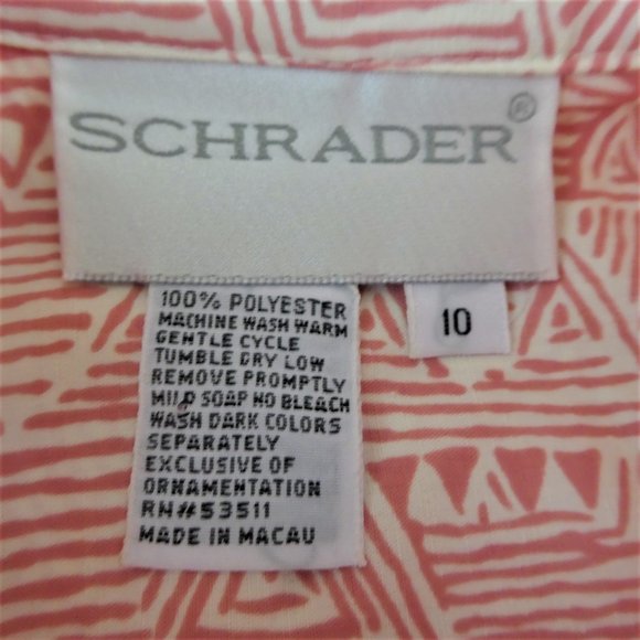 Vintage 70s 80s Dress Secretary Day Pockets Geometric Pink Pearlized Buttons L - Picture 15 of 15